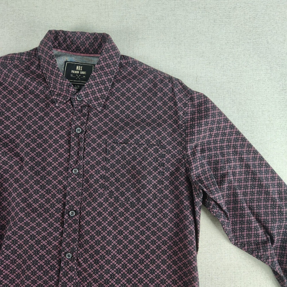 MBX Premium Goods Button Down Shirt Mens Large Geometric Medallion Print Boho